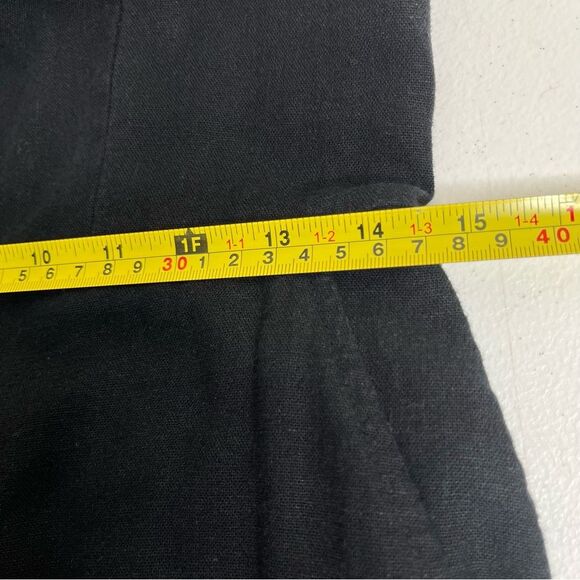 Old Navy Linen Rayon Black Jack Romper Overall Cropped Smocked Back Women Small - Picture 12 of 15